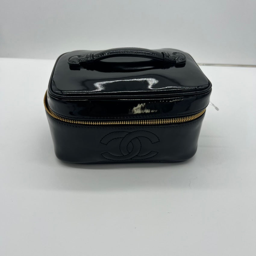 Chanel Vanity Case A Black Leather Handle Bag
