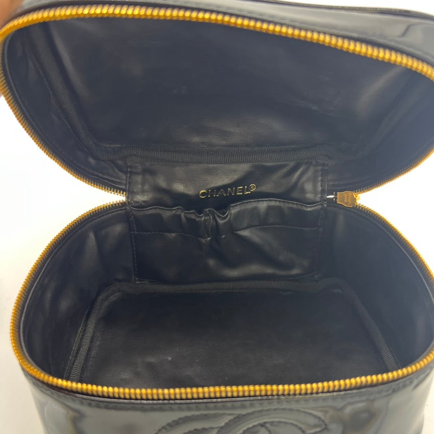 Chanel Vanity Case A Black Leather Handle Bag