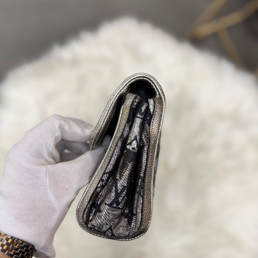 Louis Vuitton Monogram Brocade Thalie Clutch Silver/Black Clutch