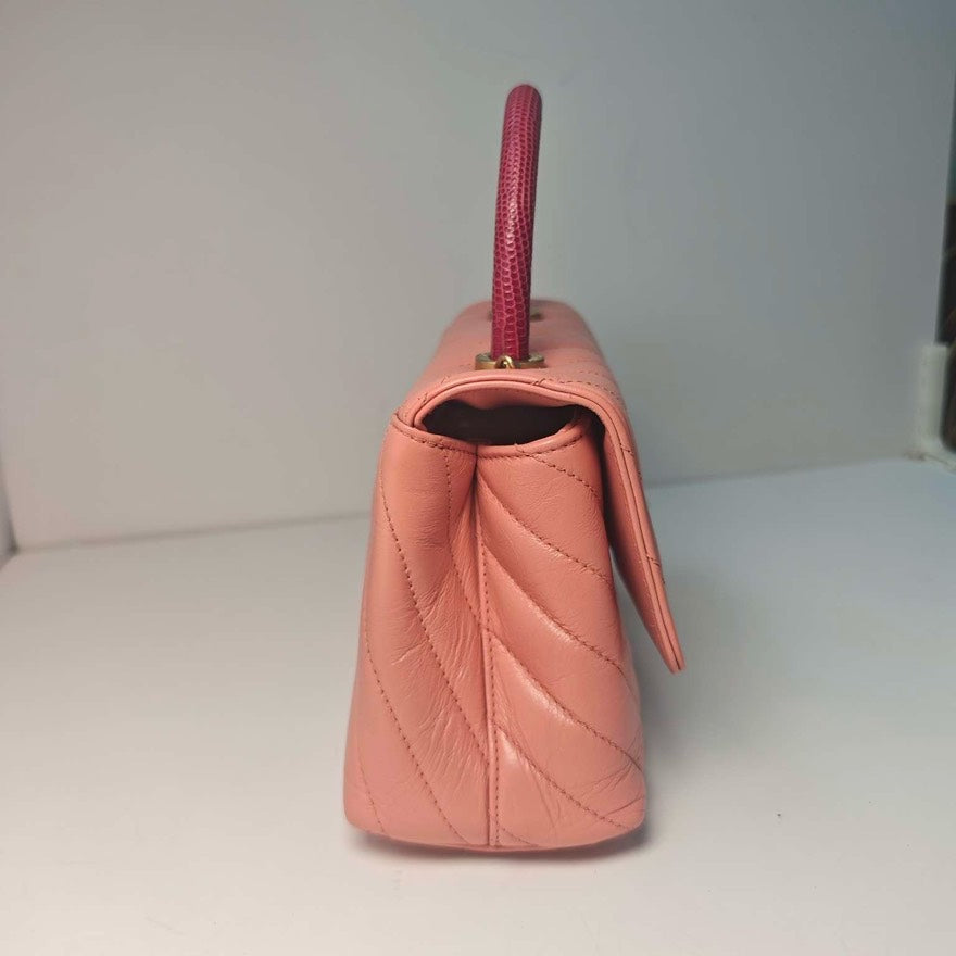 Chanel Coco Handle Pink Lizard Handle Small Bag