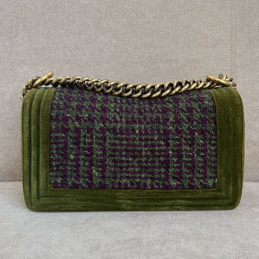 Chanel Le Boy Hmm Green Tweed Crossbody Bag