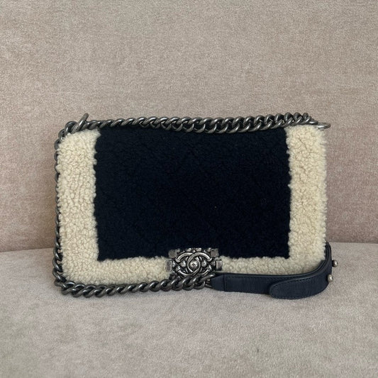 Chanel Shearling Crossbody Bag in Black