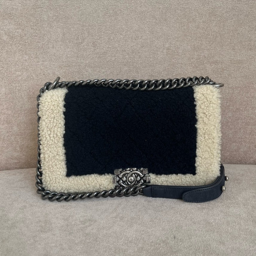 Chanel Shearling Crossbody Bag in Black