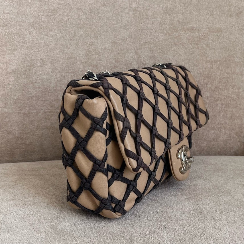 Chanel Limited Edition Quilted Beige Lambskin Crossbody Bag