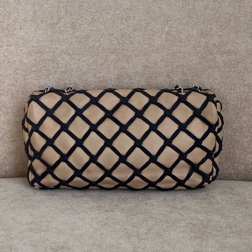 Preloved Chanel Limited Edition Quilted Beige Lambskin Crossbody Bag