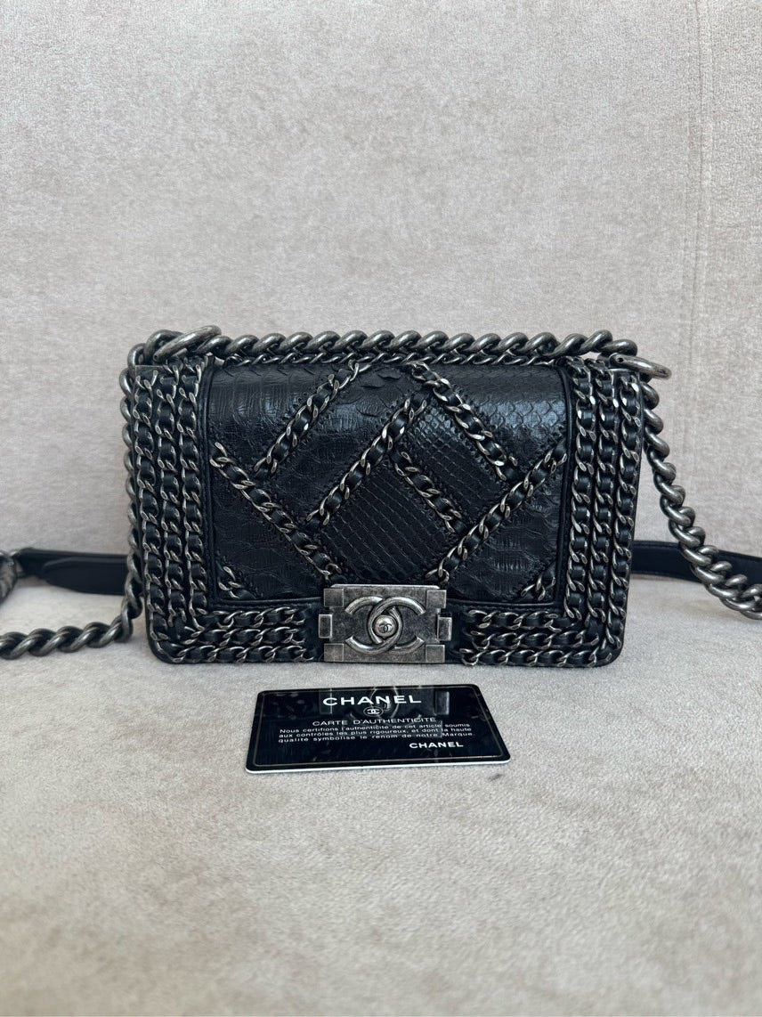 Chanel Preloved Leboy   Black Leather Crossbody Bag