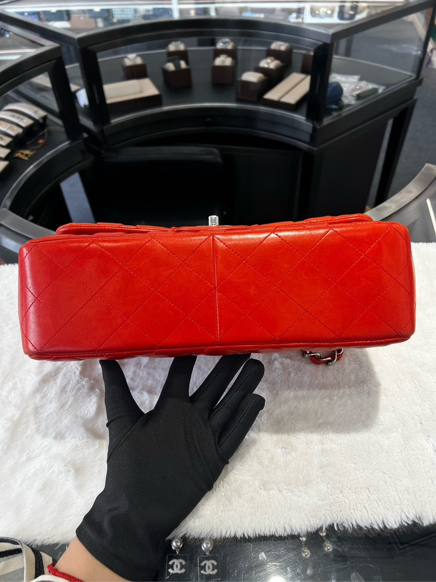 Preloved Chanel Jumbo HBG Red Leather Shoulder Bag