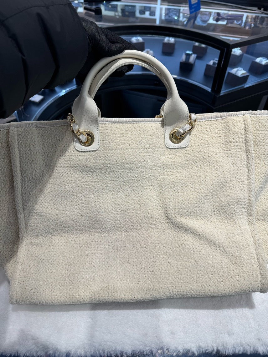 Chanel  Rue Cambon Tote Bag in White Canvas
