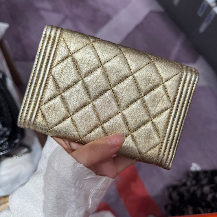 Chanel Wallet – Metallic Quilted Leather Wallet