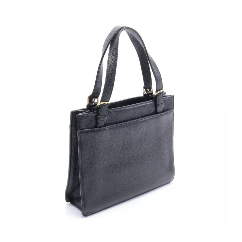 CHANEL Coco Mark Handbag Caviar Skin Black Gold Hardware