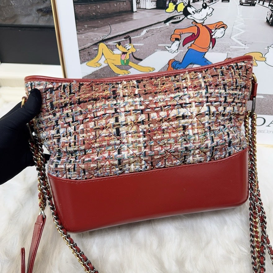 Chanel Gabriel Hobo Bag Red Leather & Tweed