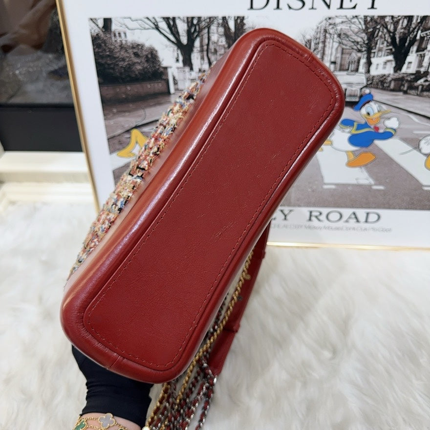 Chanel Gabriel Hobo Bag Red Leather & Tweed