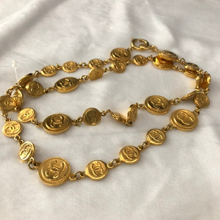 CHANEL   Gold Chain Belt L-XL