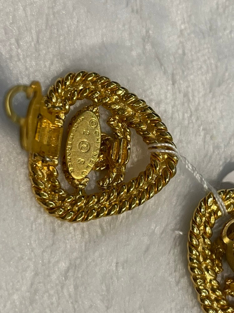 Chanel Twisted Rope Gold Clip On Earrings