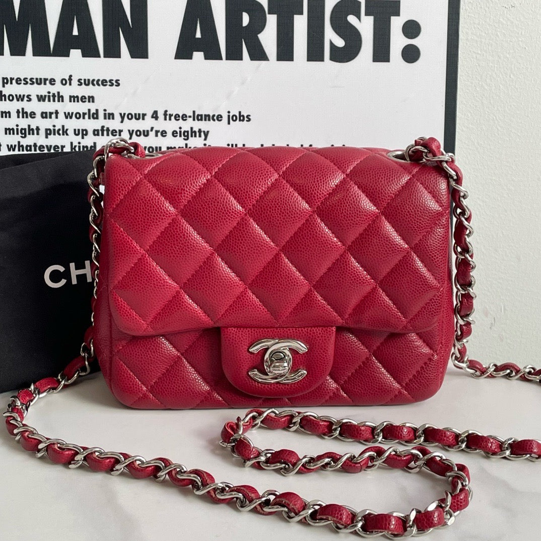 Preloved?? Chanel Classic Flap Square mini, Caviar Leather (2018) #13808