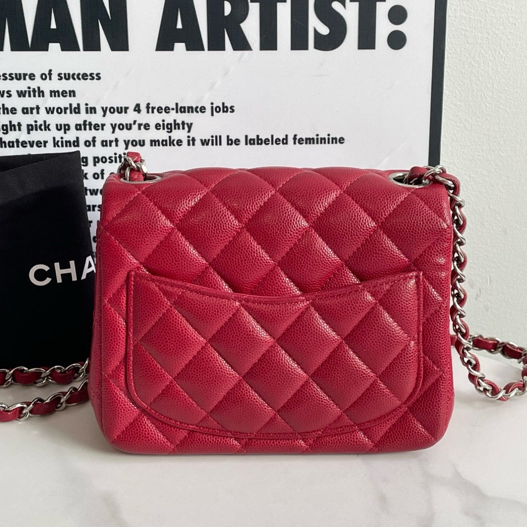 Preloved?? Chanel Classic Flap Square mini, Caviar Leather (2018) #13808