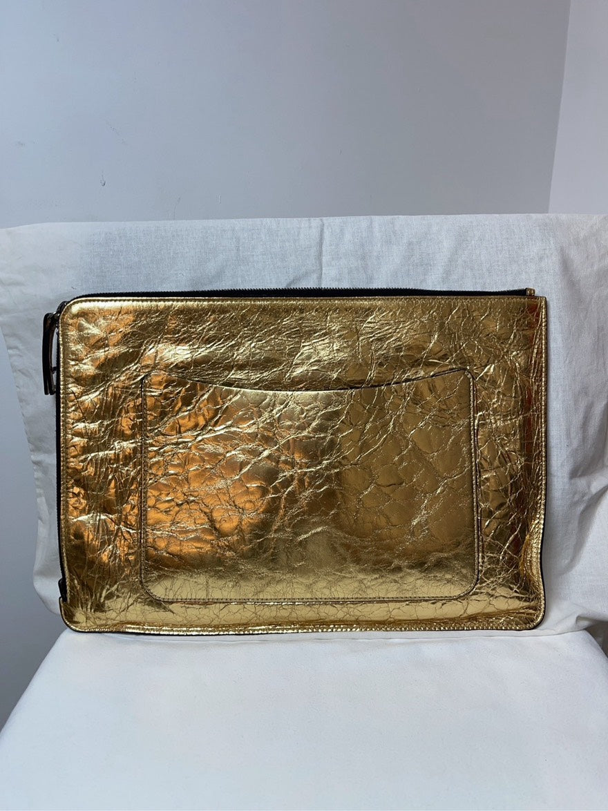 preloved Chanel evening clutch pouch handbag gold