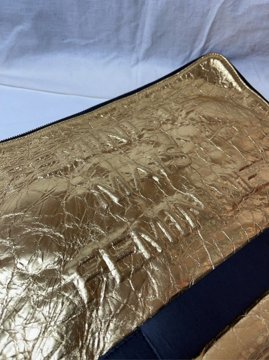 Chanel evening clutch pouch handbag gold