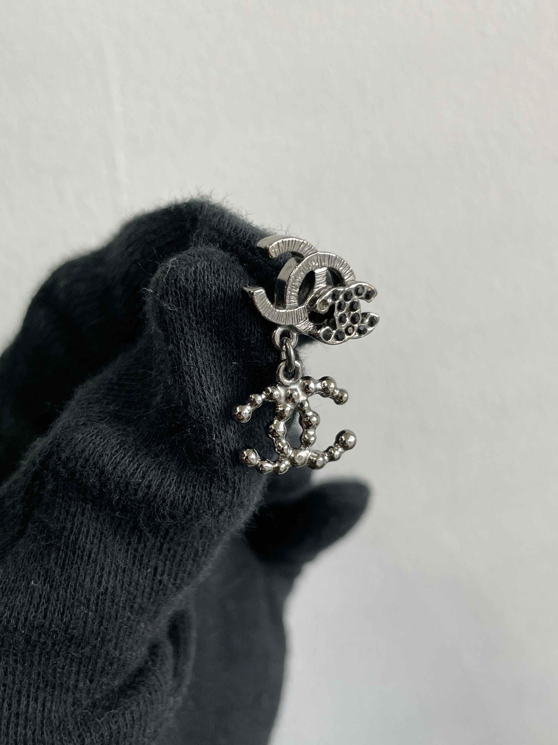 Chanel CC Earrings RE Pearl Silver Earrings