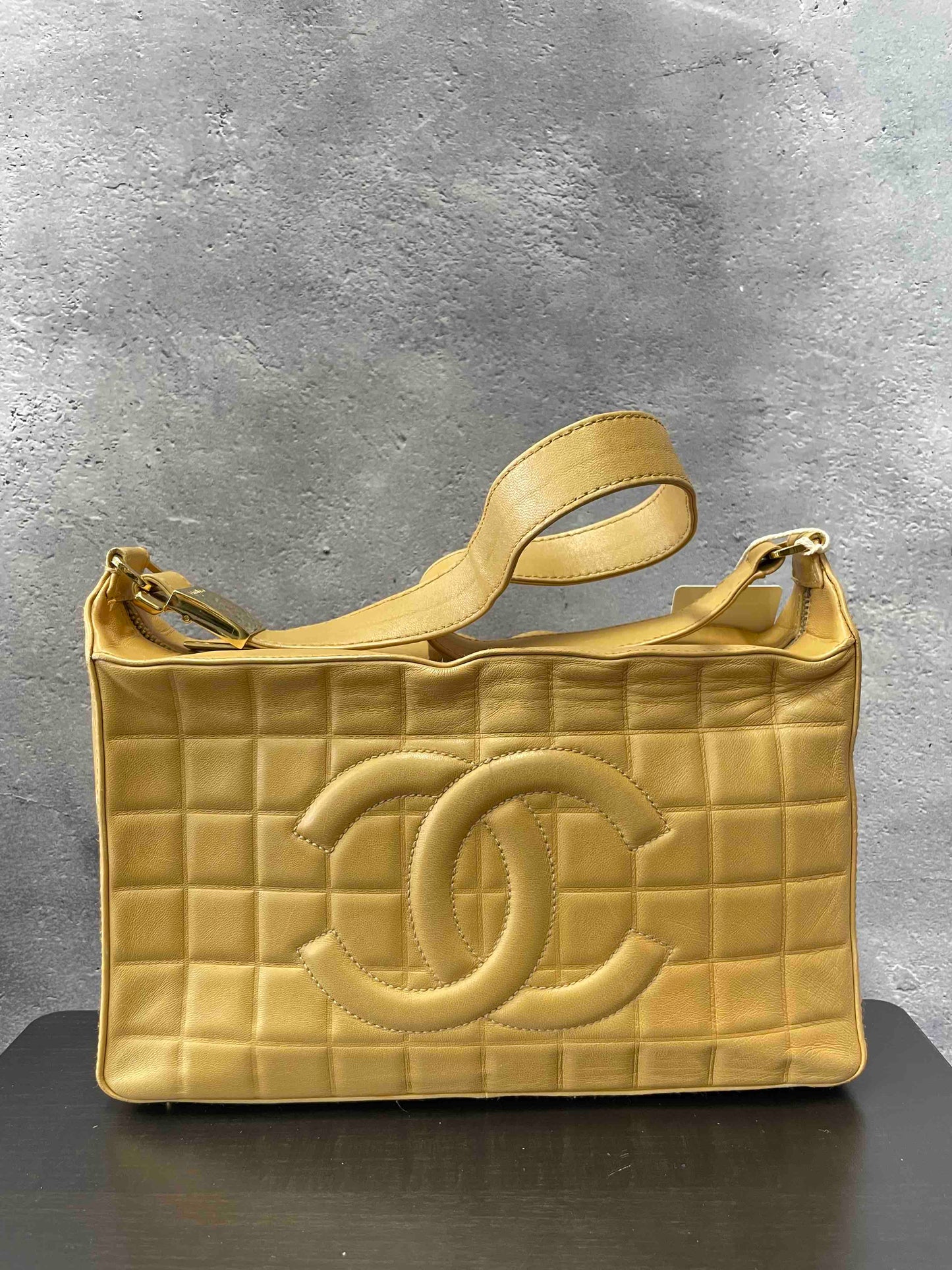 Chanel Cambon CC Shoulder Bag JZ Beige Leather Shoulder Bag