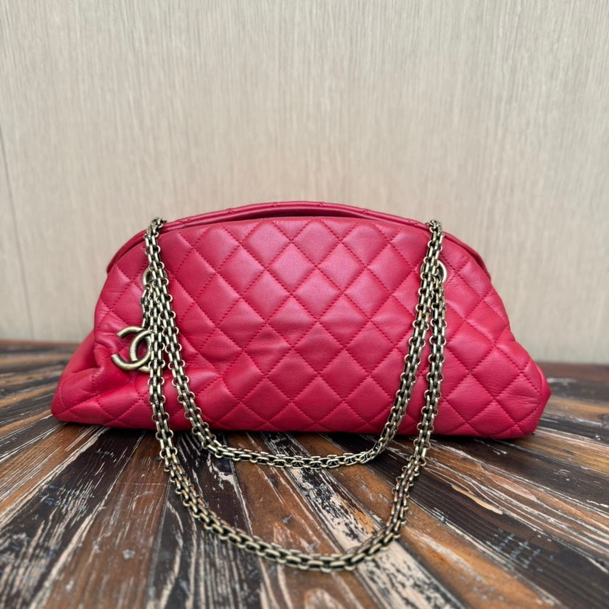 Chanel Red Quilted Leather Shoulder Bag