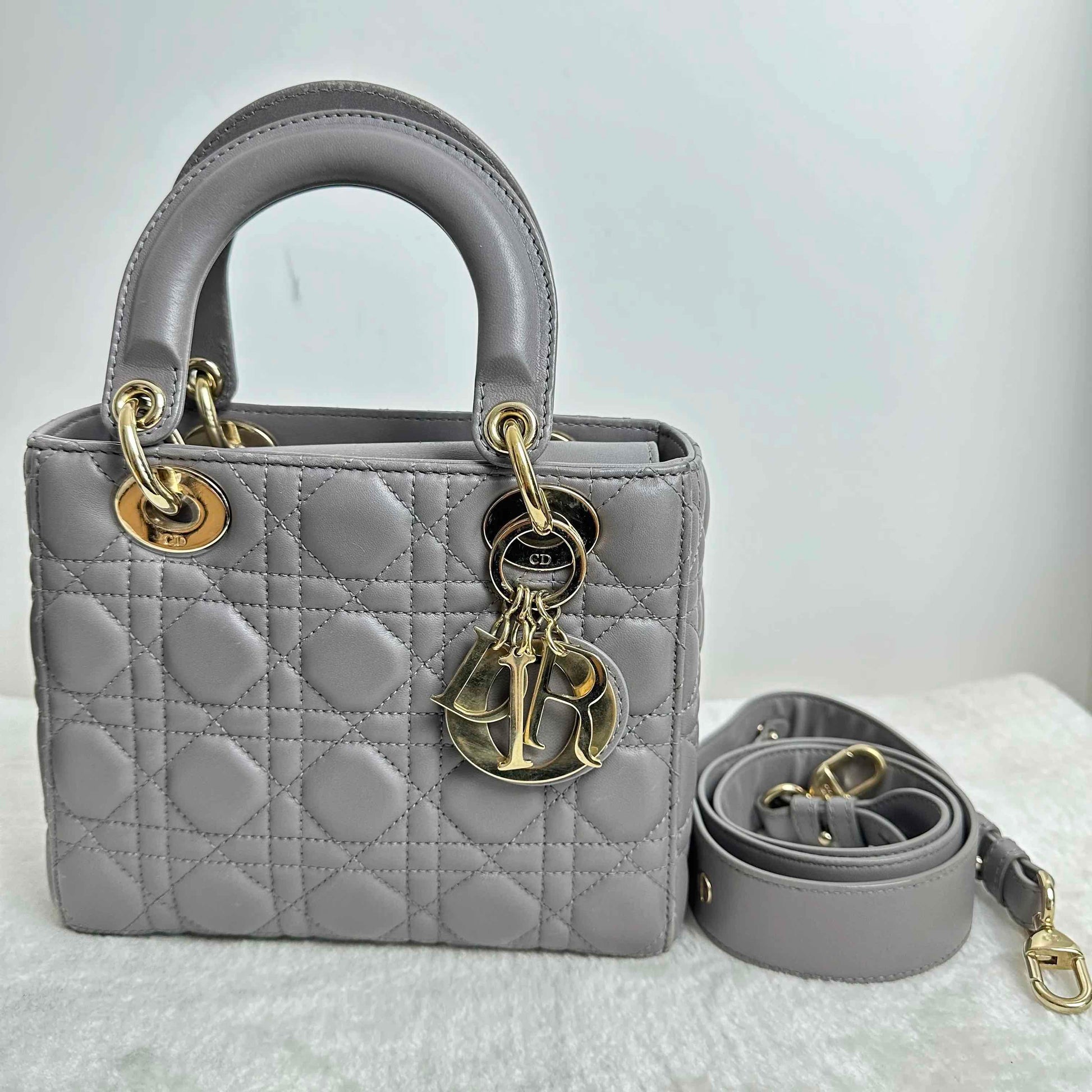 Dior Handbag TT! lady Shoulder Bag Lambskin Gray