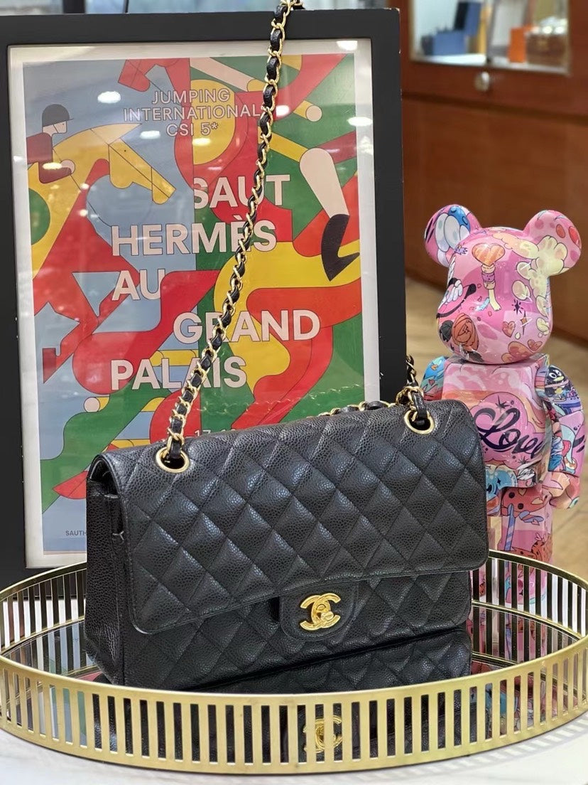 Preloved Chanel CF Medium Caviar Black 2019year 11847
