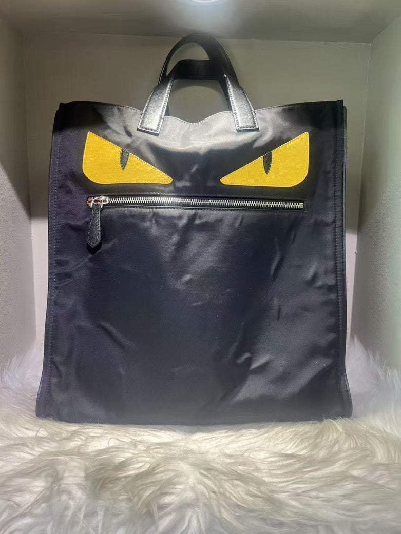 Peekaboo Eyes Tote Bag Nylon Black Yellow