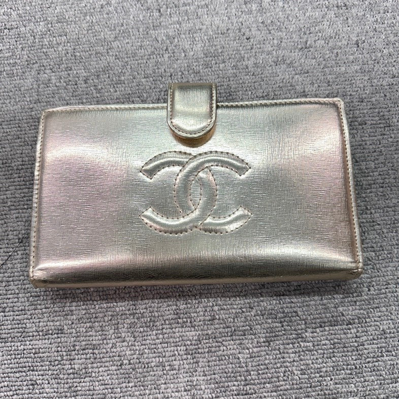 Chanel Wallet BVJ Gold Metallic Leather Wallet