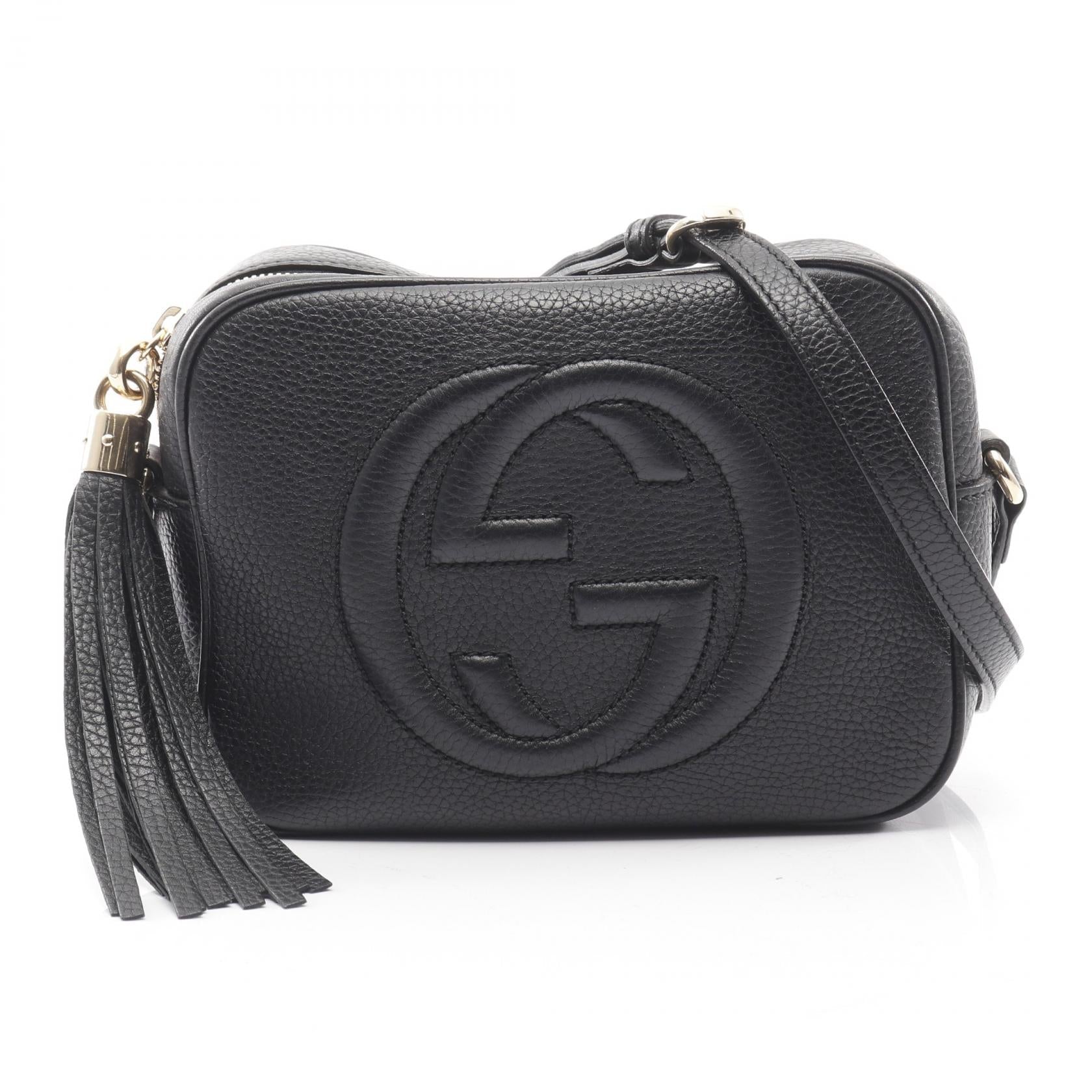 GUCCI Soho disco bag Interlocking G Shoulder bag leather black 2101219274096