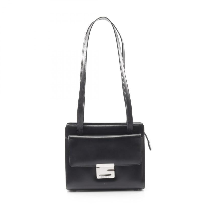GUCCI G logo Shoulder bag leather black 2101219274249