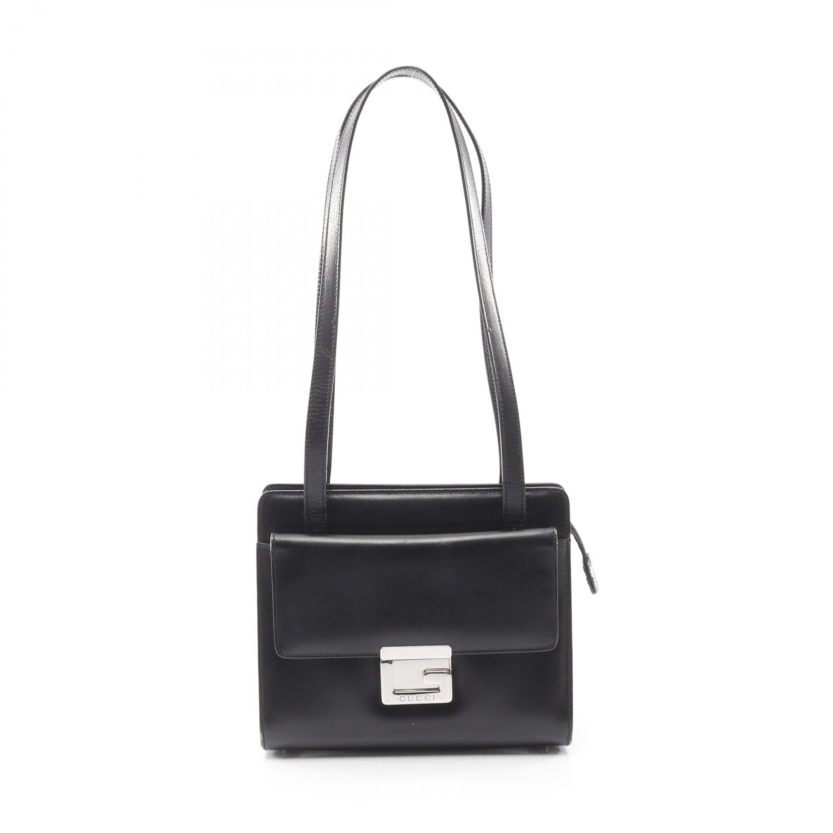 GUCCI G logo Shoulder bag leather black 2101219274249