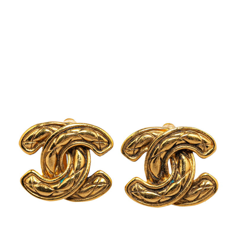 Chanel Gold Plated Coco Mark Mini Matelassé Earrings Bag