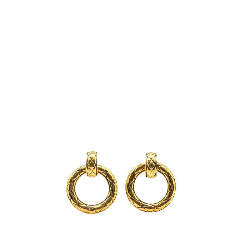 Chanel Gold Plated Matelassé Earrings Bag
