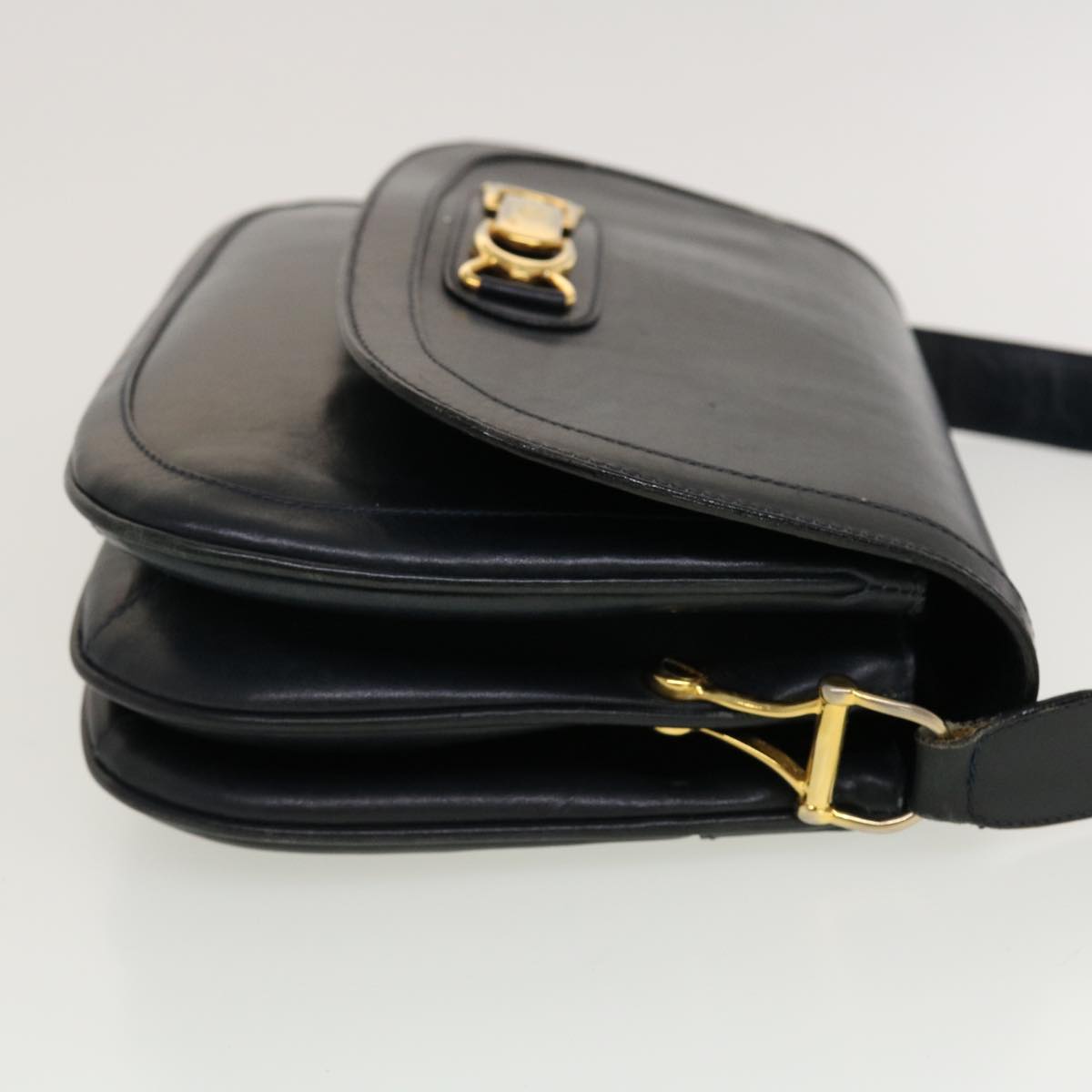 Luxury Horse Carriage Shoulder Bag Navy Rd Leather