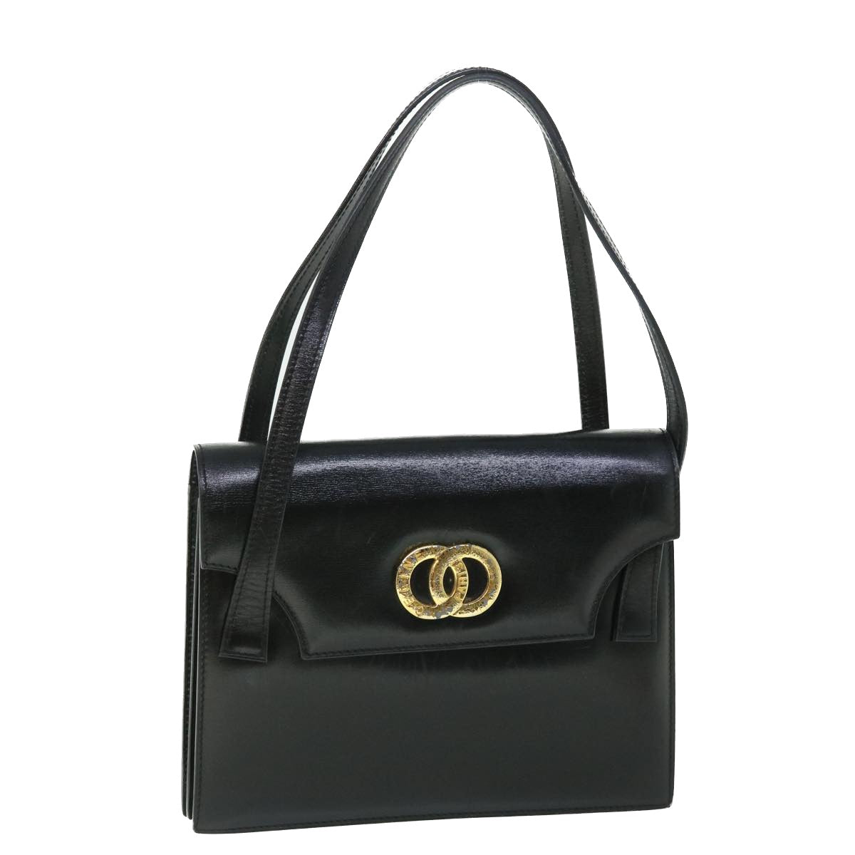 Luxury Circle Shoulder Bag Rd Leather Black