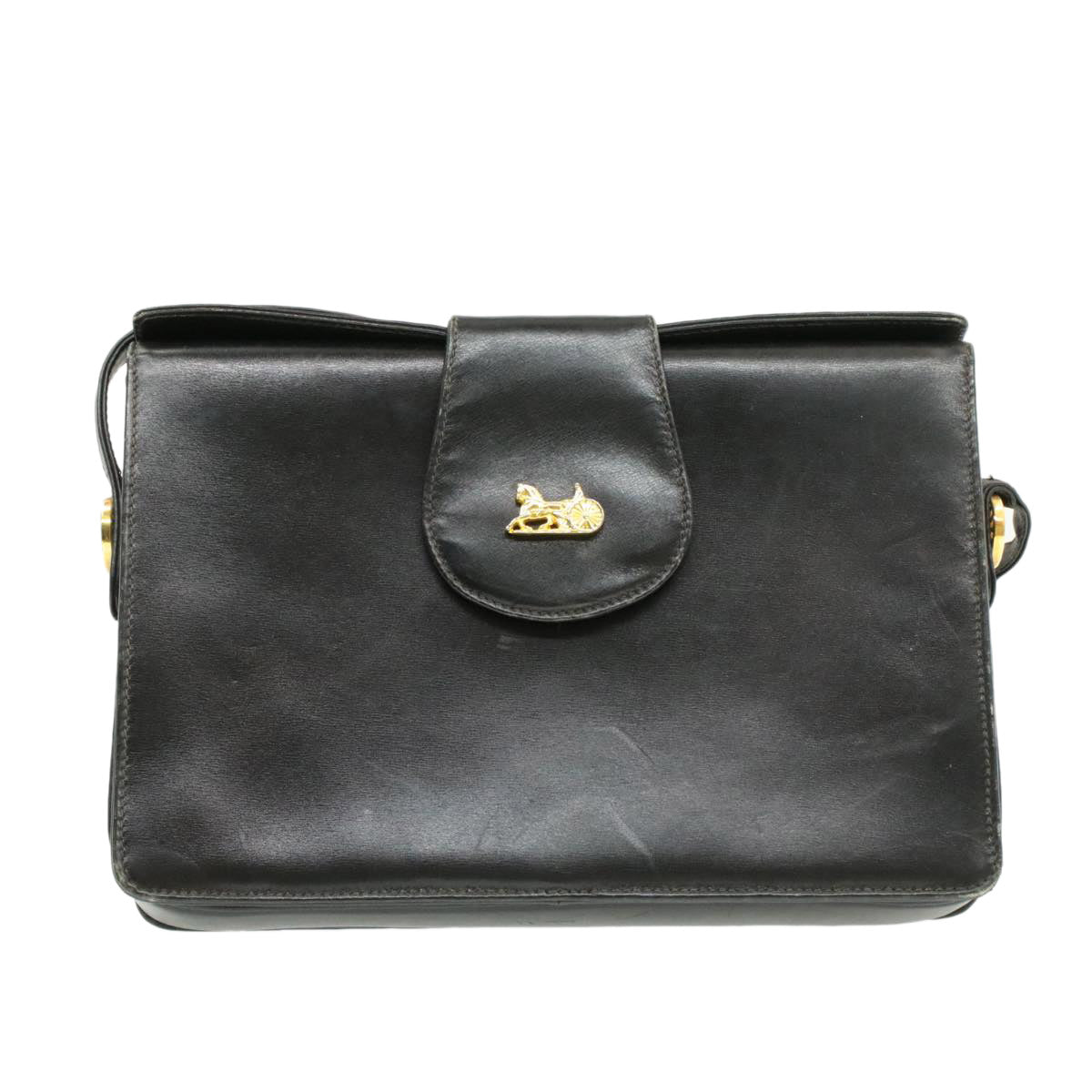 Luxury Horse Carriage Shoulder Bag Rd Leather Black