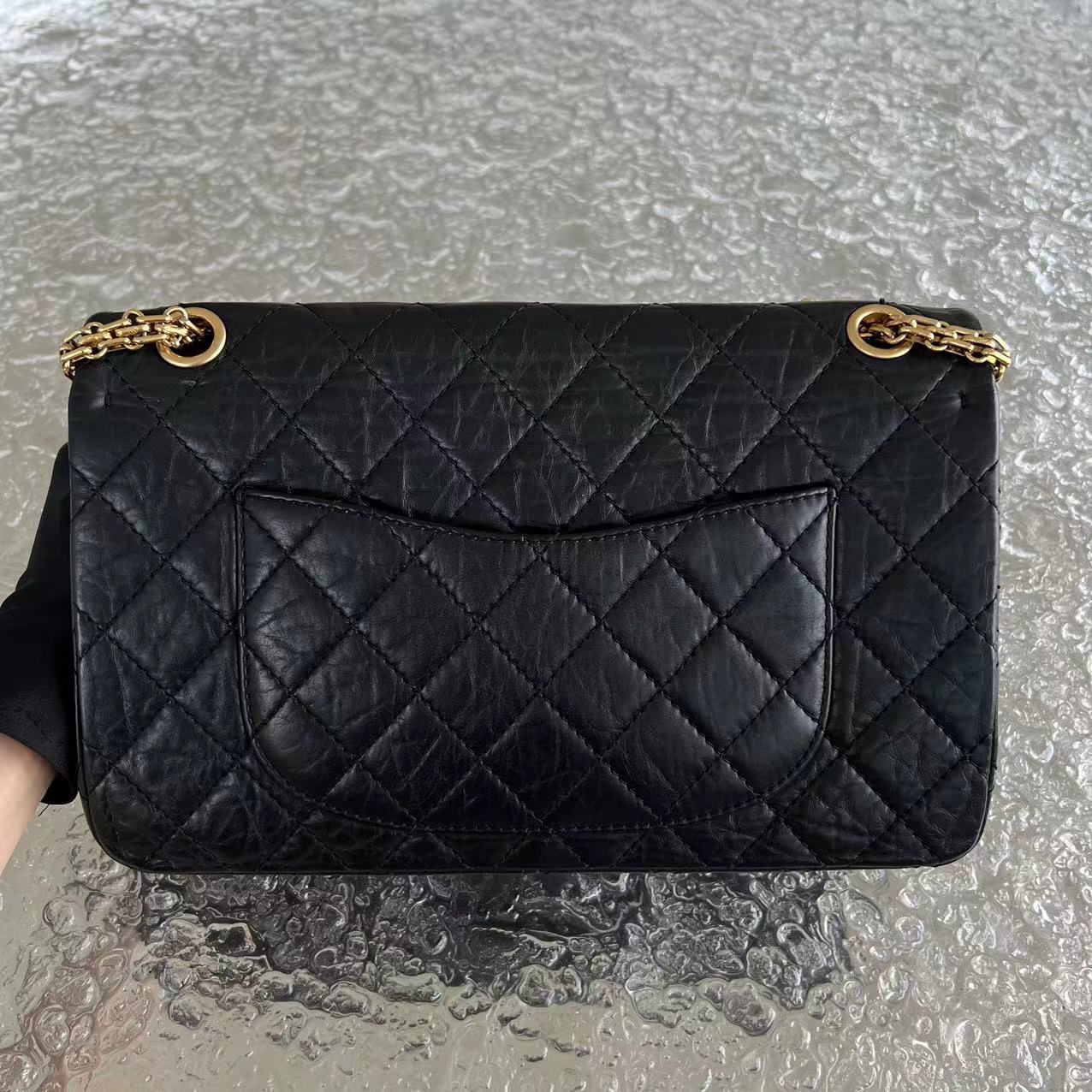 Chanel Reissue 2.55 226 Medium Quilted Calfskin Black Golden Hardware Series 15