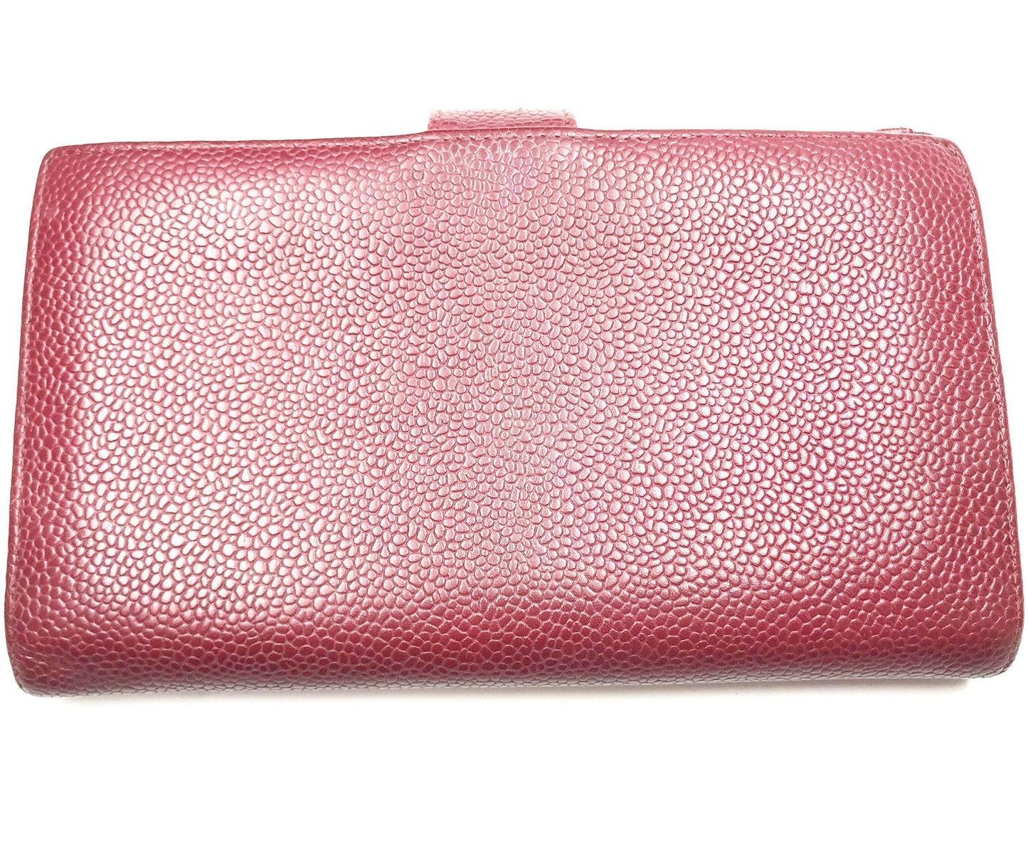 CHANEL Classic Burgundy Caviar Bi Fold Long Wallet