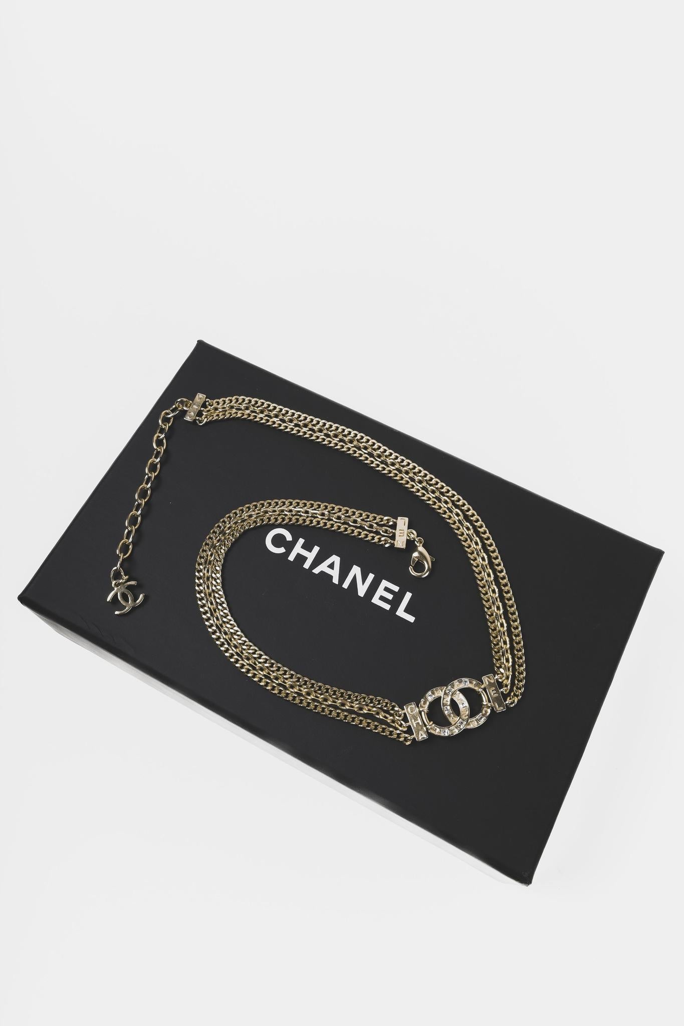 Chanel A21 Light Gold Cc Triple Chain Choker Bag