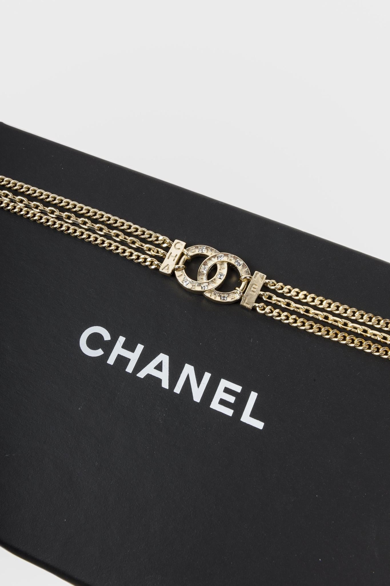 Chanel A21 Light Gold Cc Triple Chain Choker Bag