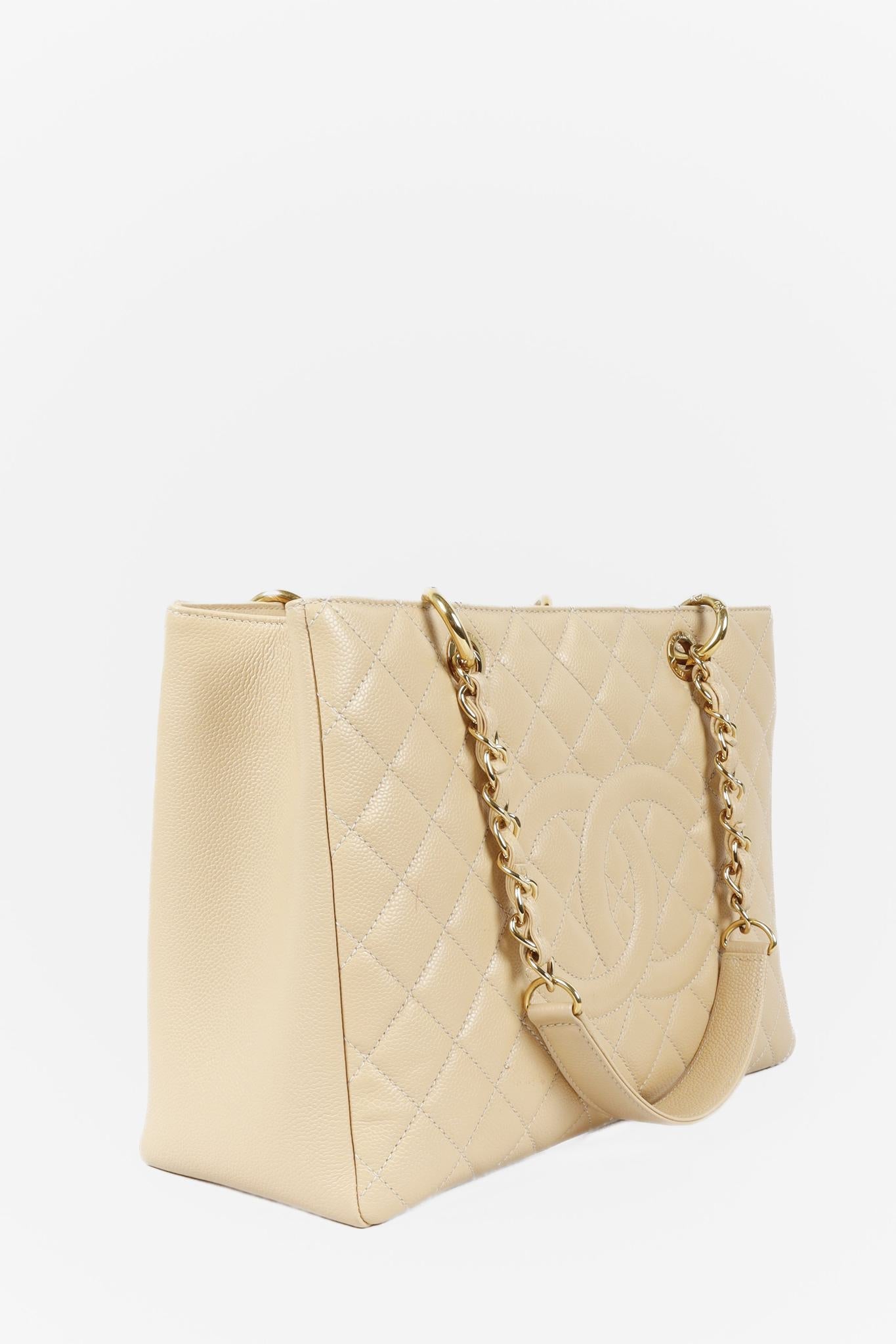 Chanel Beige Caviar Grand Shopping Gst Ghw Women Shoes