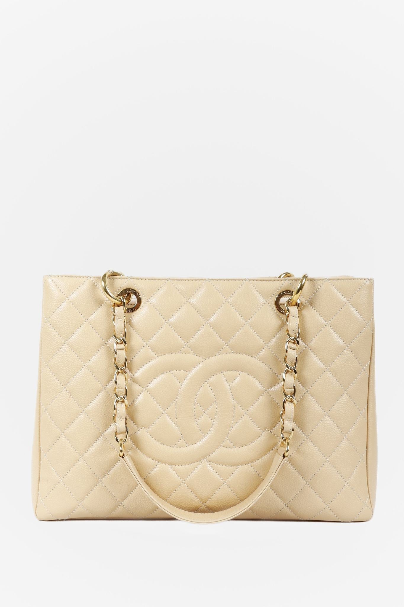 Chanel Beige Caviar Grand Shopping Gst Ghw Women Shoes