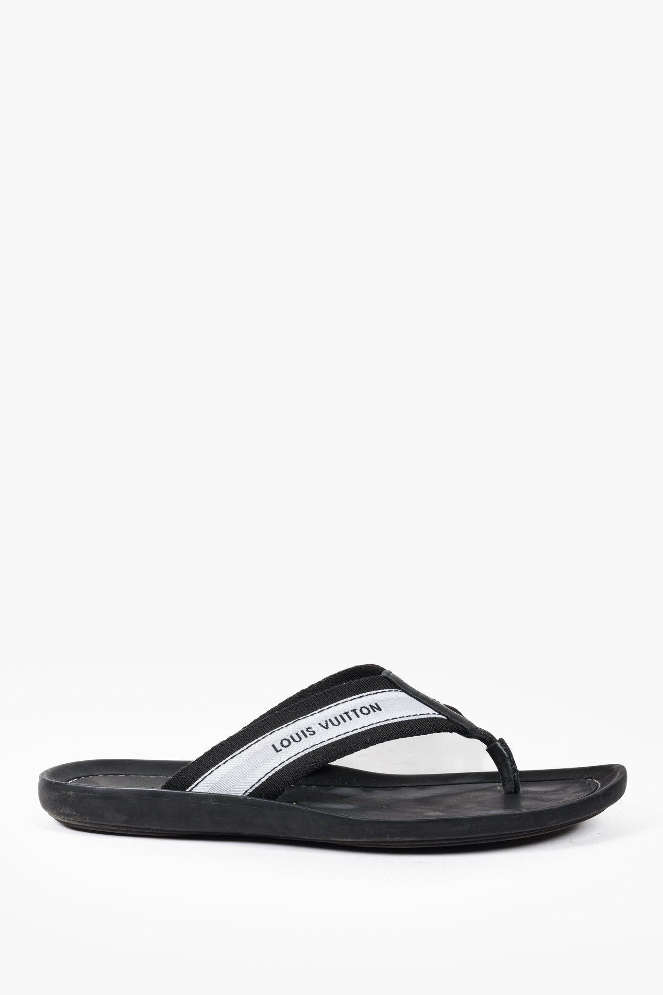 Louis Vuitton Black and White Canvas Flip Flops Fashion Accessory