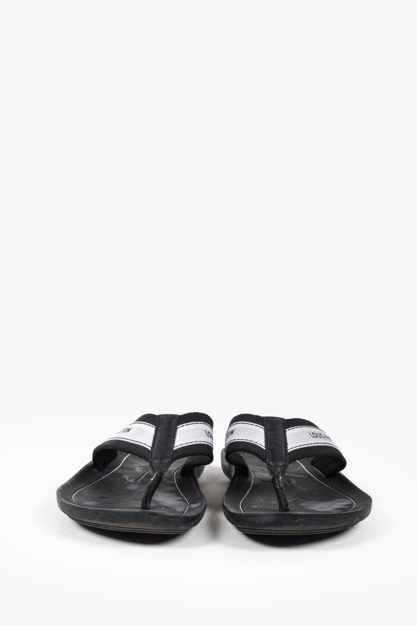 Louis Vuitton Black and White Canvas Flip Flops Fashion Accessory