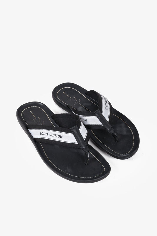 Louis Vuitton Black and White Canvas Flip Flops Fashion Accessory