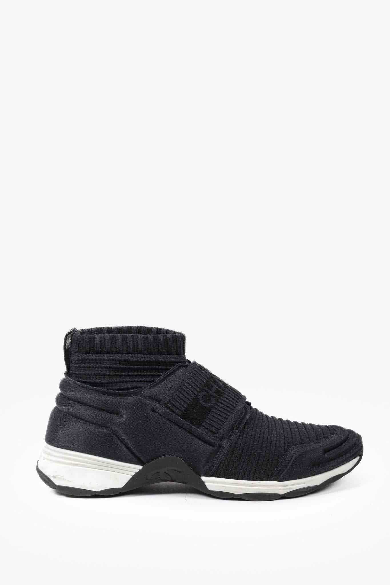 Chanel 2017 Neoprene High Top Sock Sneakers for Women