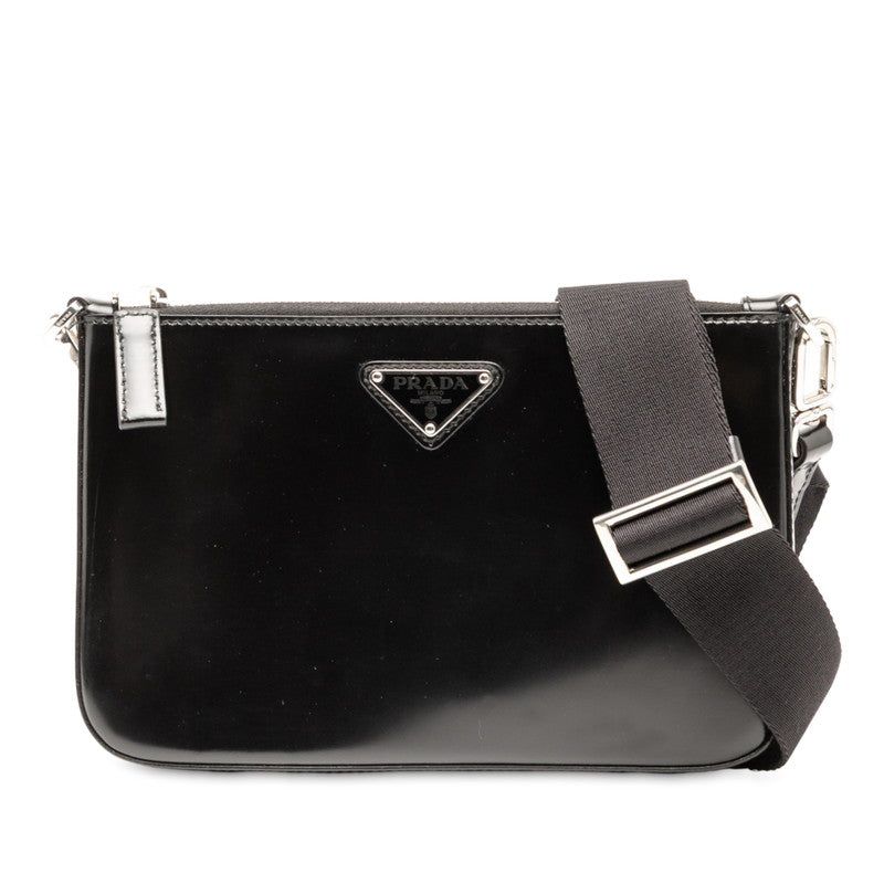 Prada 2Vh129 Triangle Plate Shoulder Bag Leather Logo