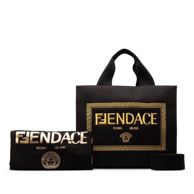Fendi Fendace La Medusa 2Way Bag Canvas Travel Bag