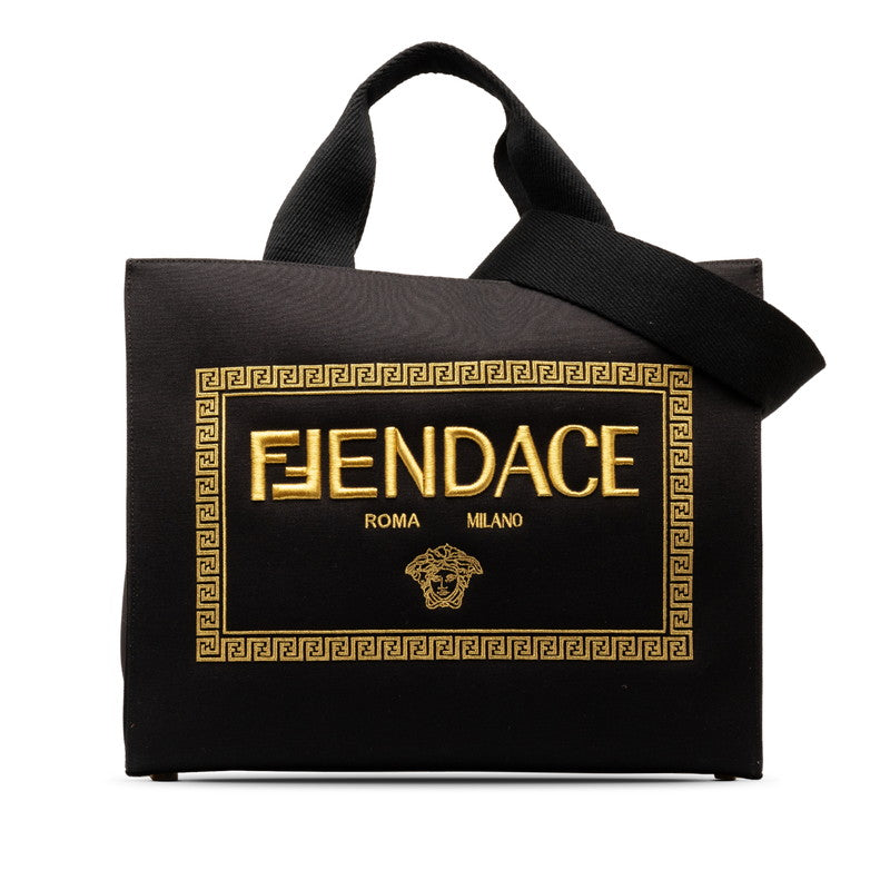 Fendi Fendace La Medusa 2Way Bag Canvas Travel Bag